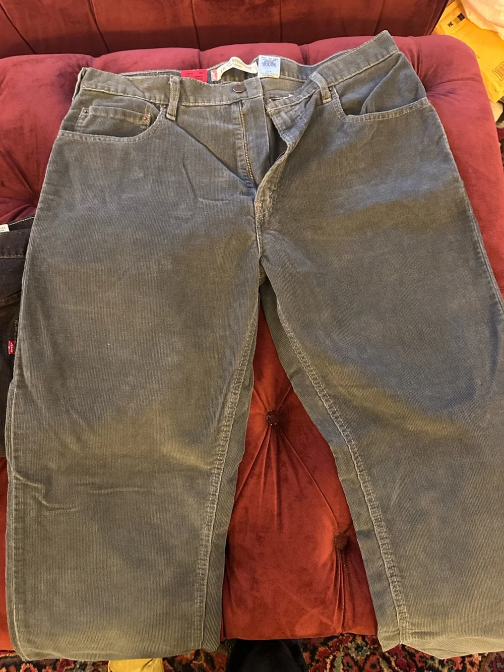 Levi's Lot 3pr of Loose/Straight Cords in LtGray, Brown, and DkGray W36L32&34